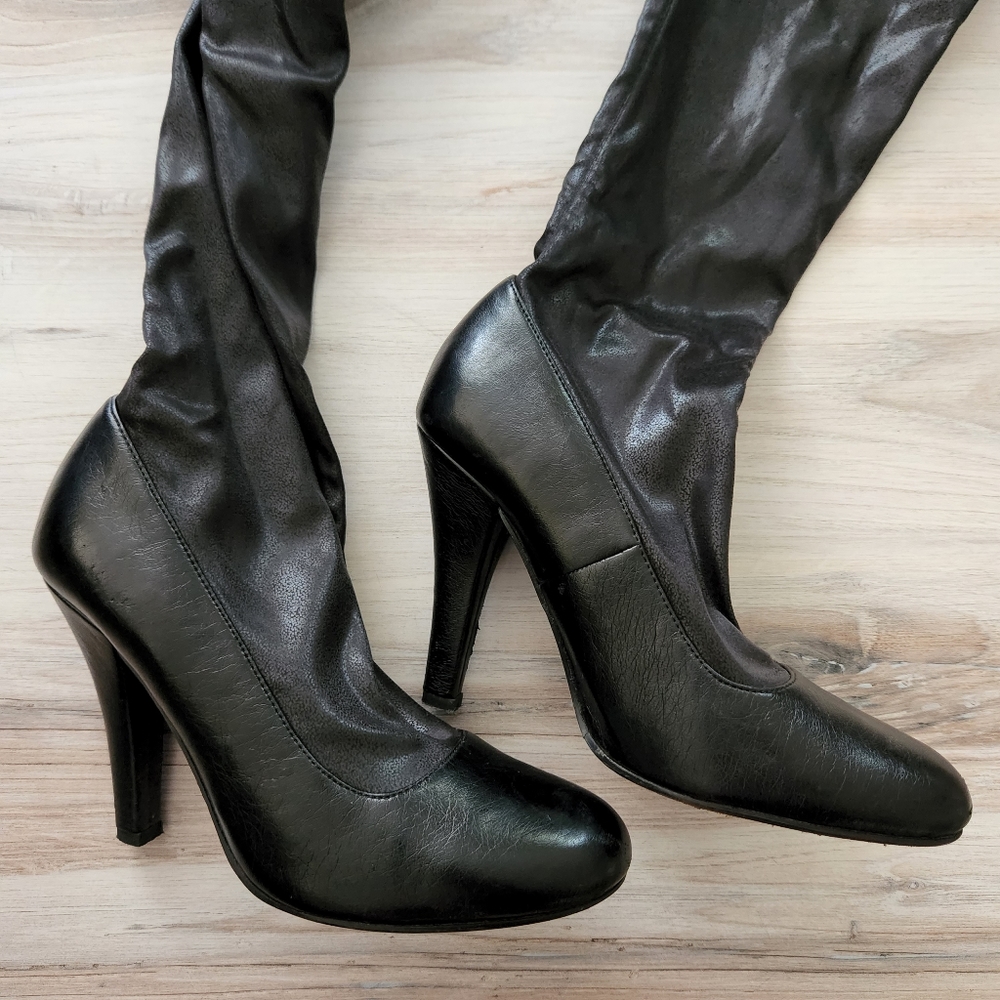 Colin Stuart Victoria's Secret Black Over The Knee High Heel Boots - Picture 2 of 10
